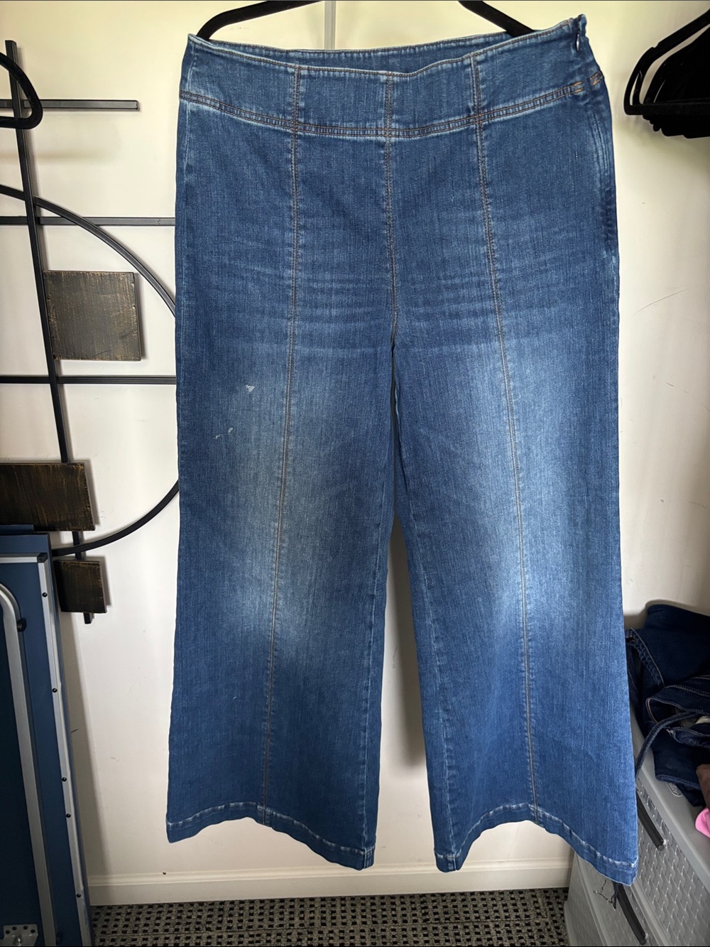 ME+EM Denim Wide-Leg Jeans in Mid Blue